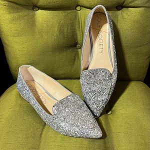 Sole Society Silver Glitter Flats